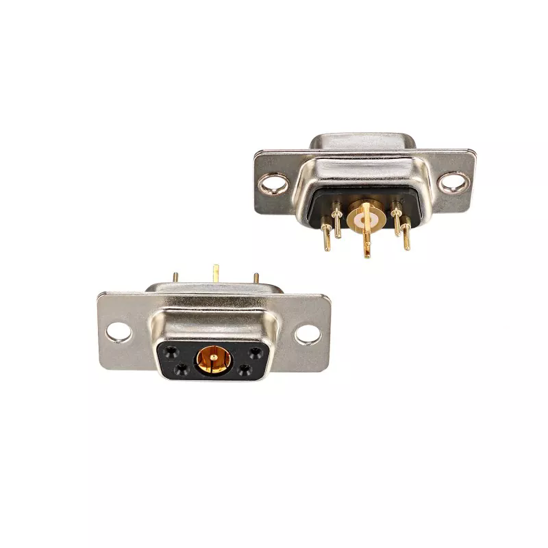 ¿Cuál es la función central del conector D coaxial D Sub 5W1?